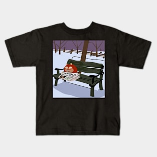 groundhog with newspaper on park bench Kids T-Shirt